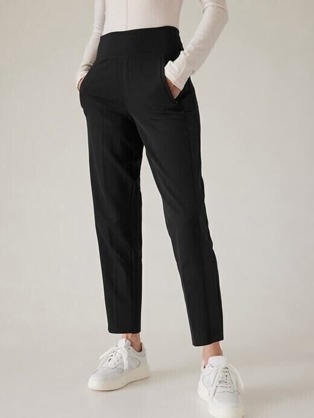 Athleta Endless Satin Side Stripe Pant Black